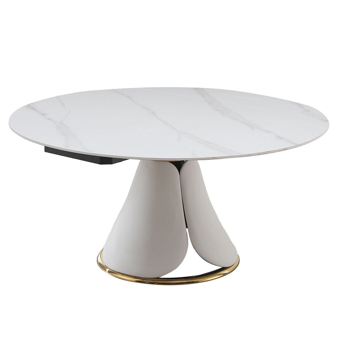 Fashion Modern Sintered Stone Dining Table With Retractable Function And Chairs