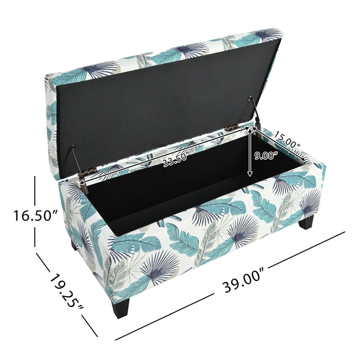 Charming Floral Storage Ottoman With Upholstered Fabric