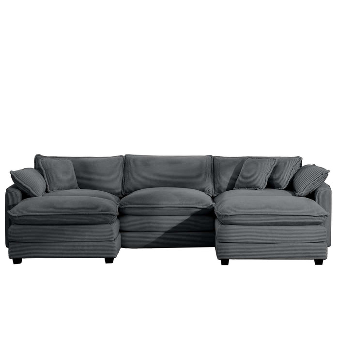 Modern Oversized Modular Cushion Sofa With Ottoman, Low Back, Deep Seating Sofa Set