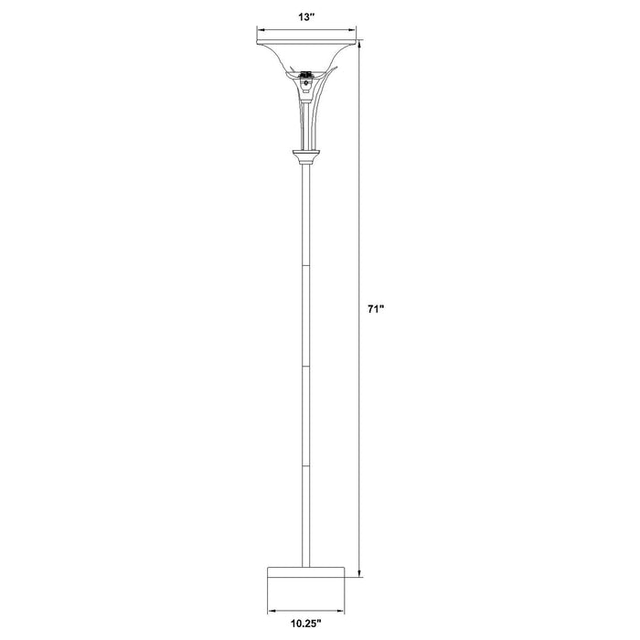 Jessa - Torchiere Floor Lamp With Soft Glass Shade - Silver