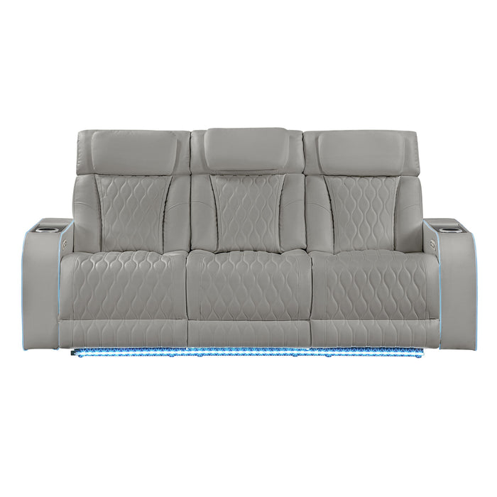 Electra - 3 Piece Power Reclining Sofa, Loveseat And Recliner Set With Power Headrests, Massage And LED Lighting