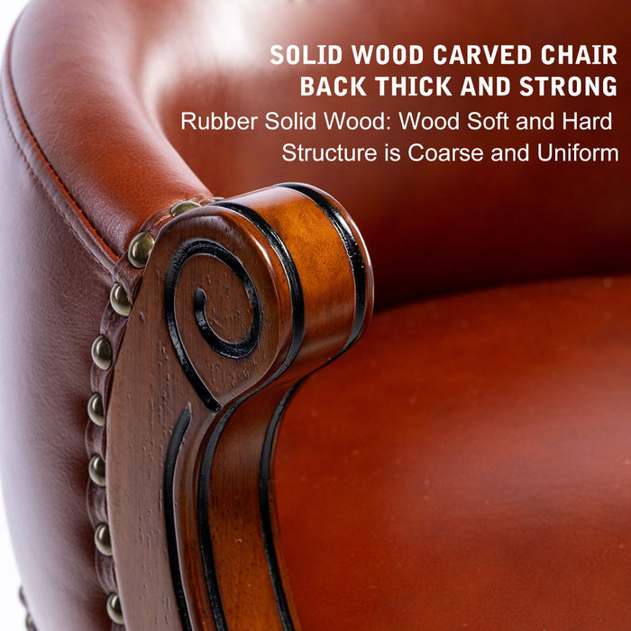 Seat Height 26'' Cow Top Wooden Bar Stool, 360 Degree Swivel Bar Height Chair With Backs For Home Kitchen Counter