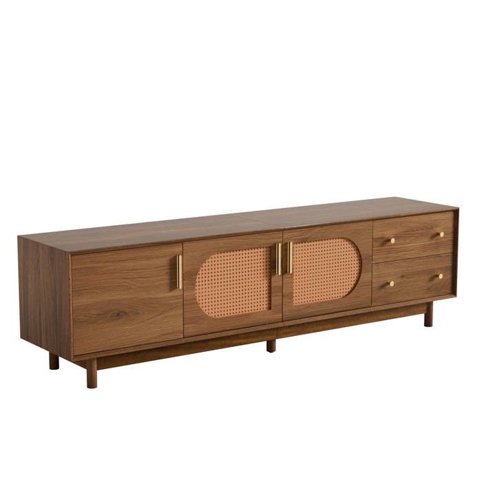 70" TV Stand With Beveled Edge Design - Brown