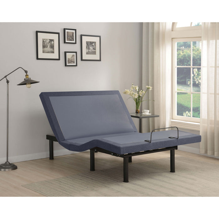 California King Adjustable Bed Base With Ergonomic Support And Wireless Remote Control - Black