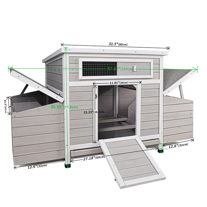 Large Chicken Coop Outdoor Hen House & Dual Nesting Boxes