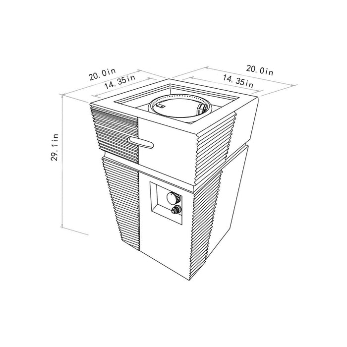 20" Propane Gas Fire Pit Table, 50000 Btu Square Concrete Fire Pit For Outside Patio Deck Garden Backyard - Light Gray Blue