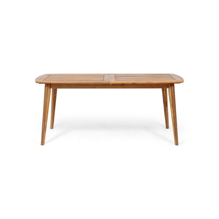 Placidity - Outdoor Expandable Dining Table With Slatted Tabletop And Tapered Legs