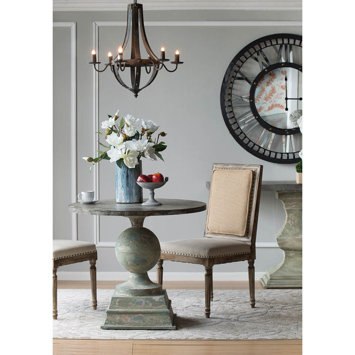 6 Light Metal Chandelier, Hanging Light Fixture With Adjustable Chain For Kitchen, Bulb Not Included - Black