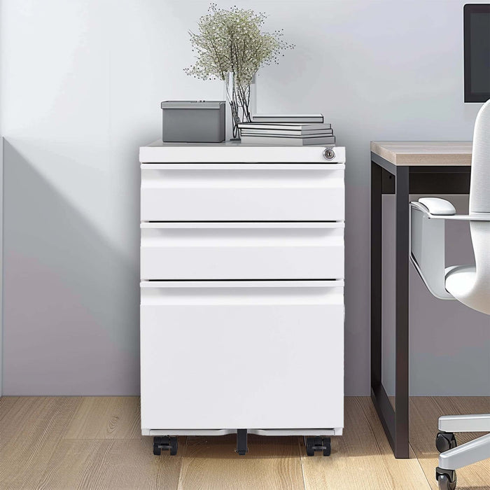 Metal Drawer Mobile File Cabinet With Lock For Home Office Organizer