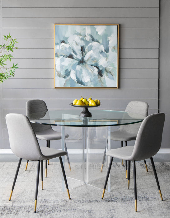 Large Modern Flower Oil Painting, SquareFrame Wall Art - Blue / Gray