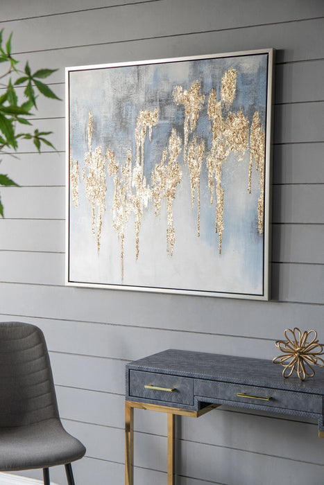 Modern Oil Painting, Square Framed Wall Art For Living Room Dining Room Office - Multicolor