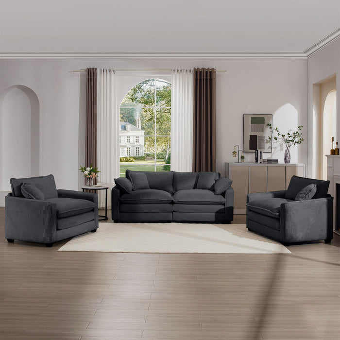 Elegant Corduroy Oversized Sectional Sofa Set With Deep Seats And Flexible Layout