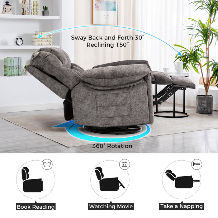 Swivel And Rocking Recliner Chair With Massage And Heating