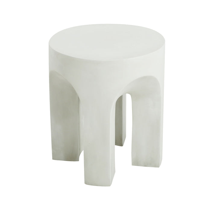 Outdoor Round Top Side Table / End Table, Living Room Accent Table - Antique White