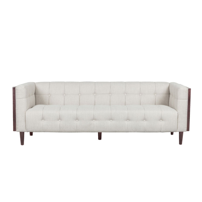 Contemporary Mid-Century Charm 3 Seater Sofa With Button Tufted Waffle Stitching