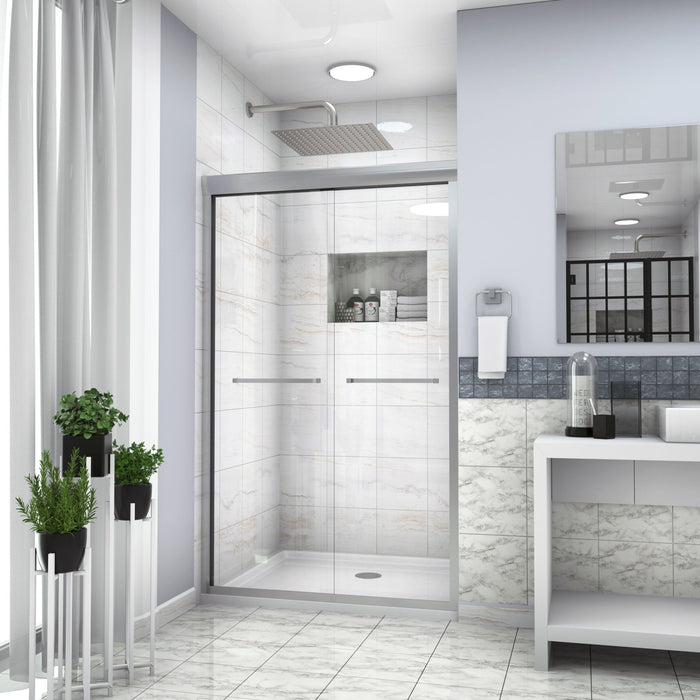 Modern Double Sliding Shower Enclosure, Tempered Glass