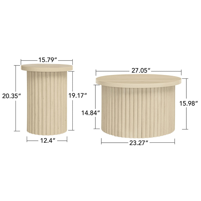 Modern Round Coffee Table And Side Table (Set of 2)