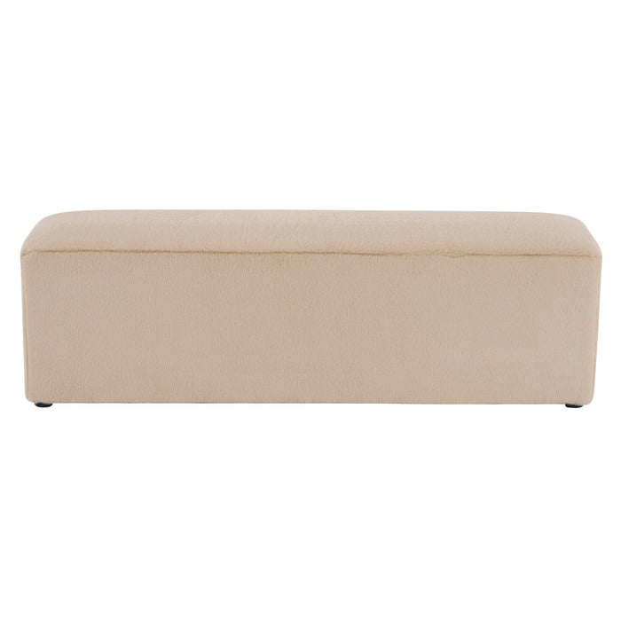 Long Plush Ottoman, Simple Footstool And Seat For Home Use - Almond