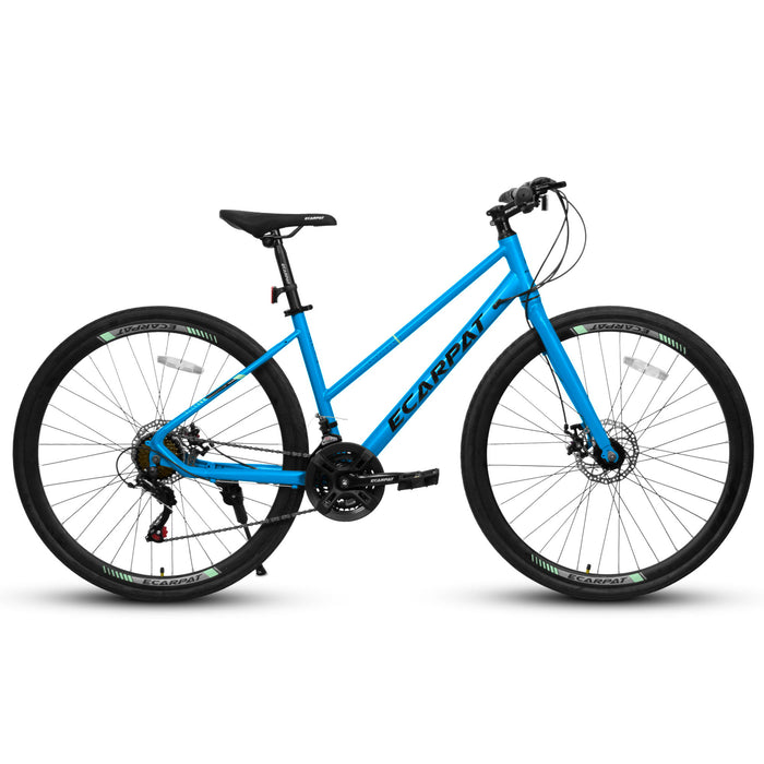 A28250 Road Bike With Aluminum Alloy Wheels, 21 Speed Gear System, Disc Brakes, Wide Tires