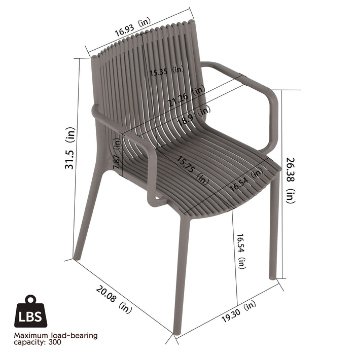 4 Modern Stackable Armchair Matched With Long Table