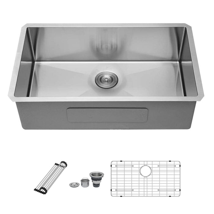 Modern Undermount Stainless Steel Kitchen Sink 16 Gauge, Deep Single Bowl