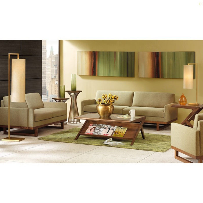 Coffee Table With Tempered Glass Top - Walnut