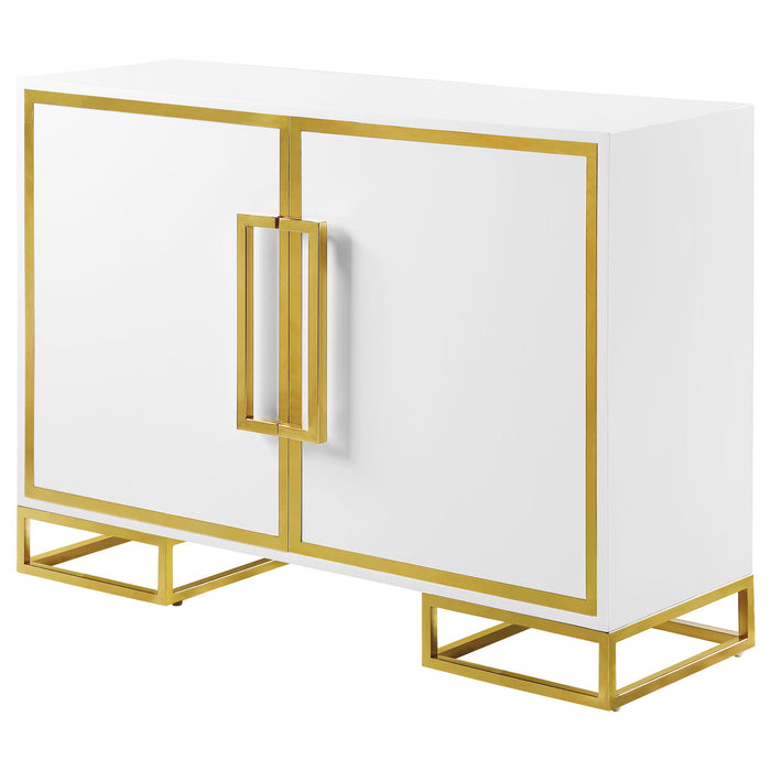 Synchrony - 2 Door Accent Cabinet With Art Deco Trim - White