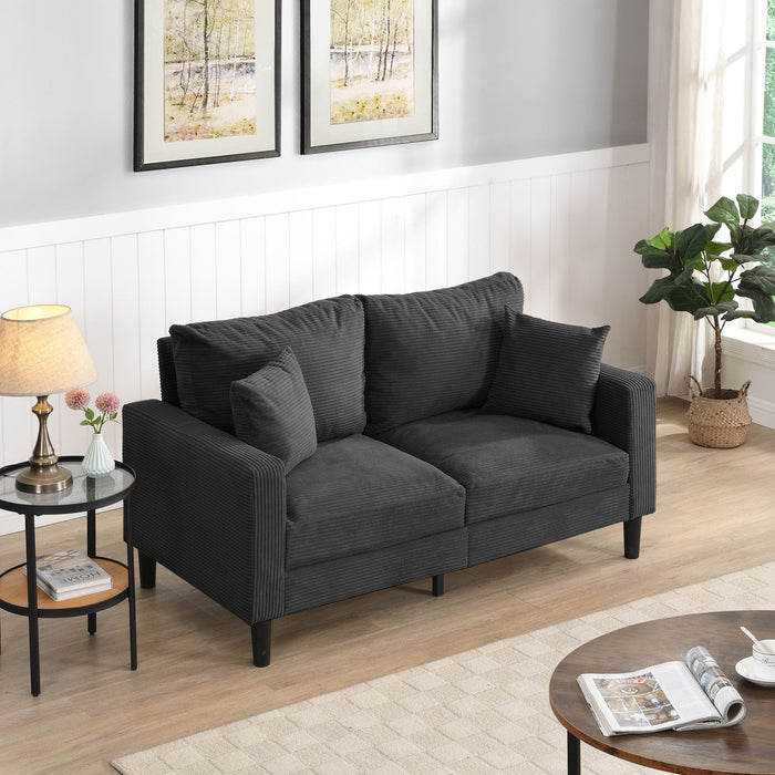 Modern Upholstered Loveseat Sofa With High Resilience, Wooden Frame - Dark Gray