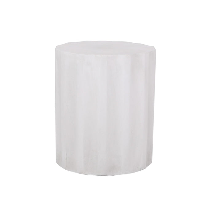 Outdoor End Table With Soft Wave Edge - Antique White