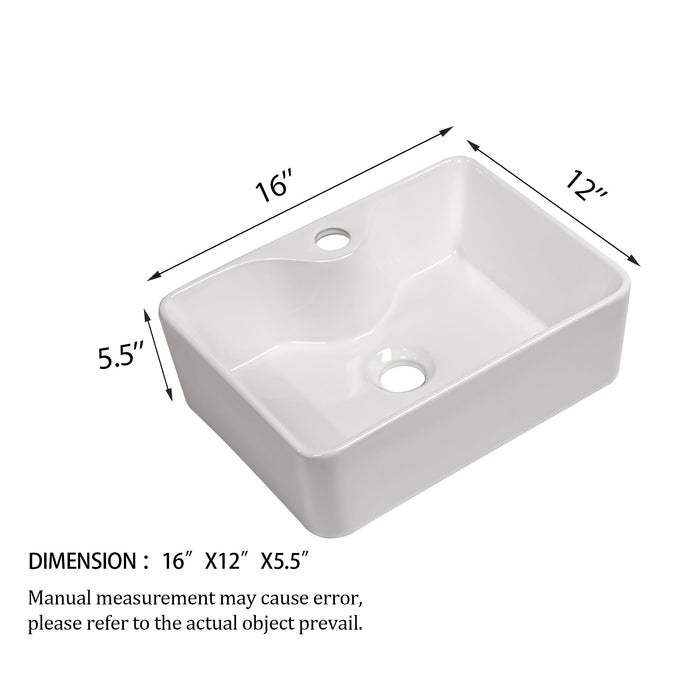 Modern Ceramic Rectangular Vessel Bathroom Sink With Sleek Design