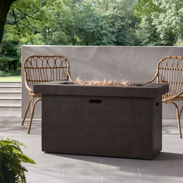 Custer - Rectangular Fire Pit 50, 000 Btu Magnesium Oxide - Brown