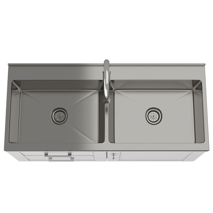 Shaker - Modern Wide Laundry Cabinet With Faucet And Sink - White
