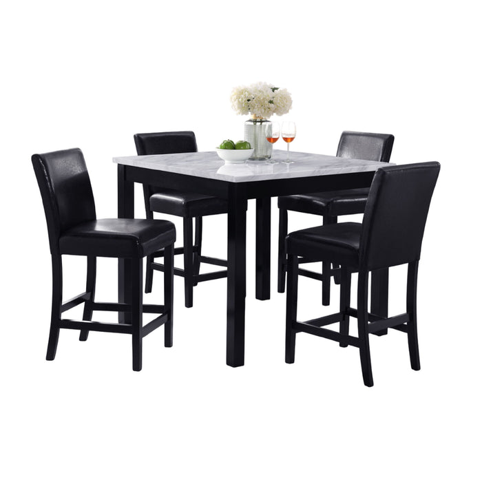 5 Piece Counter Height Dining Set With Table And Upholstered Chairs