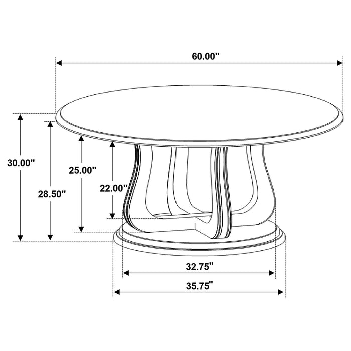 Rodota - 5 Piece Round Dining Table Set With Upholstered Chairs - White Washed