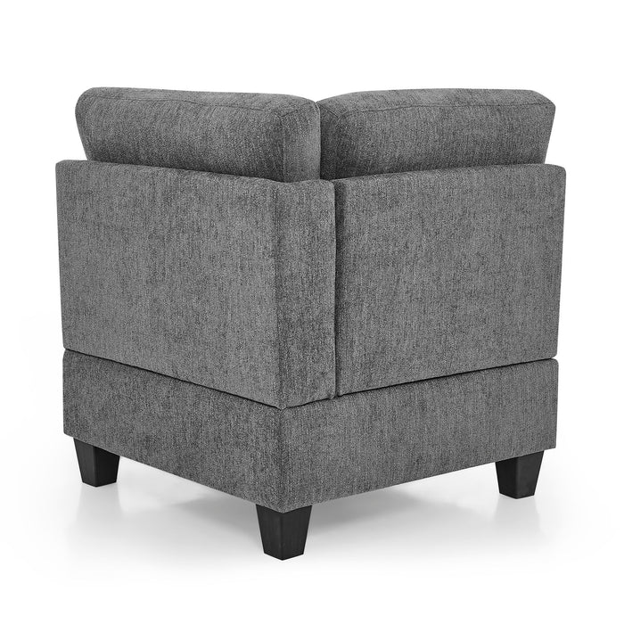 Modular Corner Sofa With Chenille Upholstery - Gray