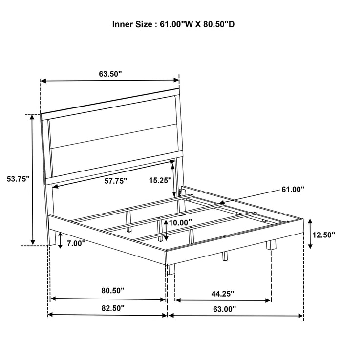 Strout - Queen Panel Bed With Upholstered Headboard - Rustic