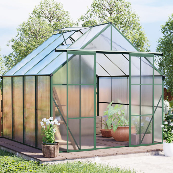 Double Door Polycarbonate house Raised Base And Anchor Aluminum Heavy Duty Walk In houses For Outdoor Backyard In All Season