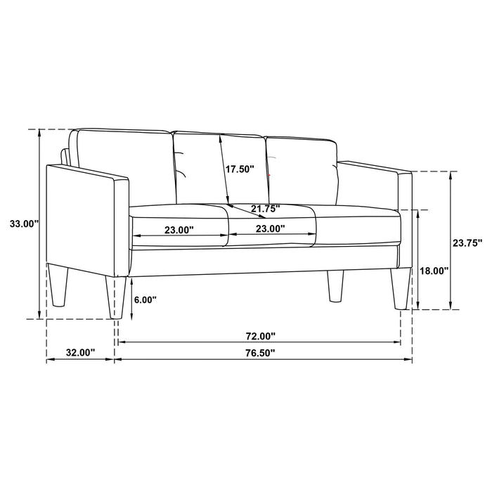 Weld 3 Piece Upholstered Track Arm Sofa Set - Black