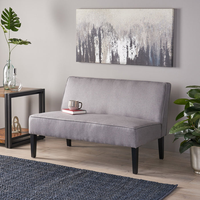 Contemporary Loveseat With Upholstered Fabric And Birch Wood Legs