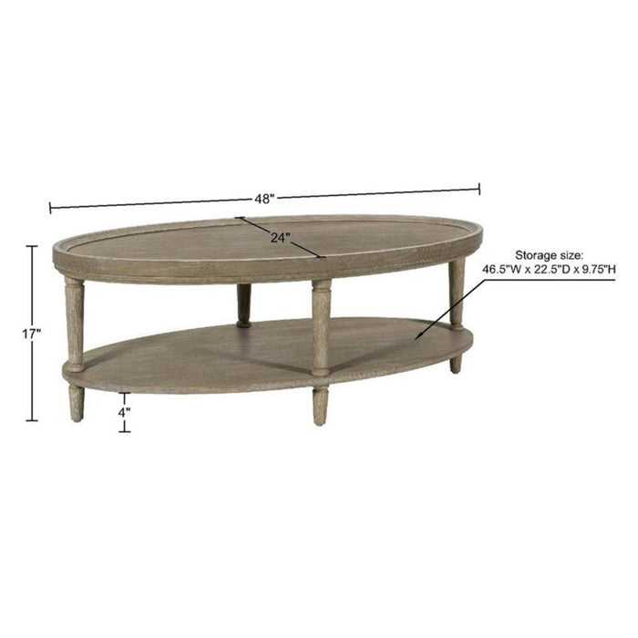 Bedford - Oval Coffee Table With Shelf - Natural