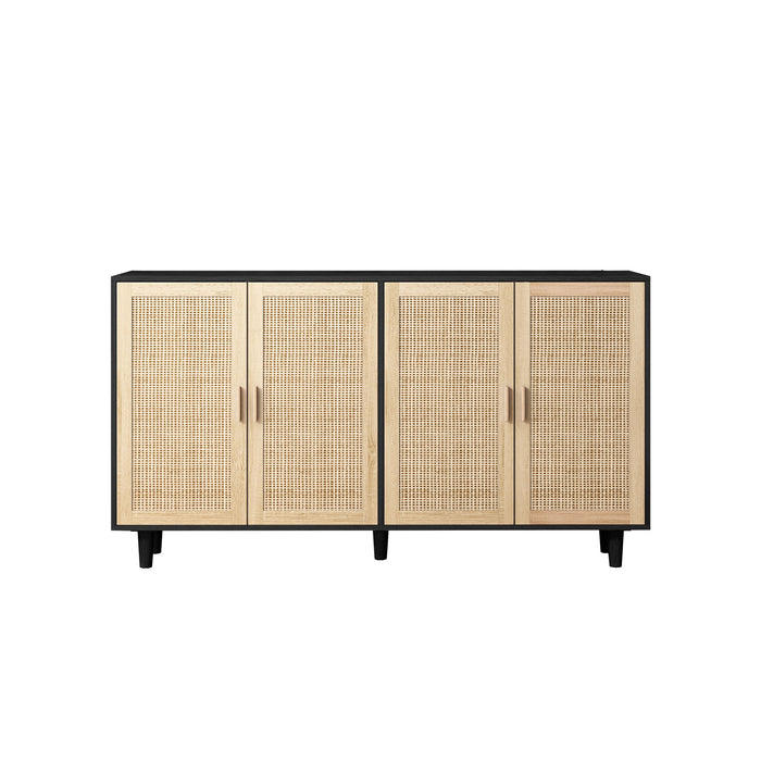 Elegant And Functional Rattan Decorative Storage Cabinet With 4 Doors