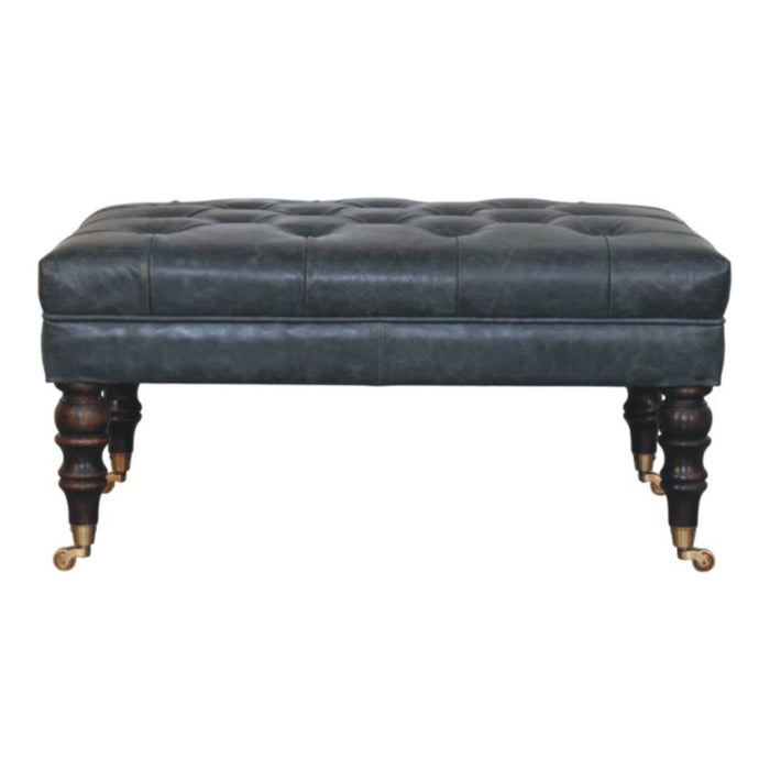 Buffalo - Leather Ottoman With Castor Legs