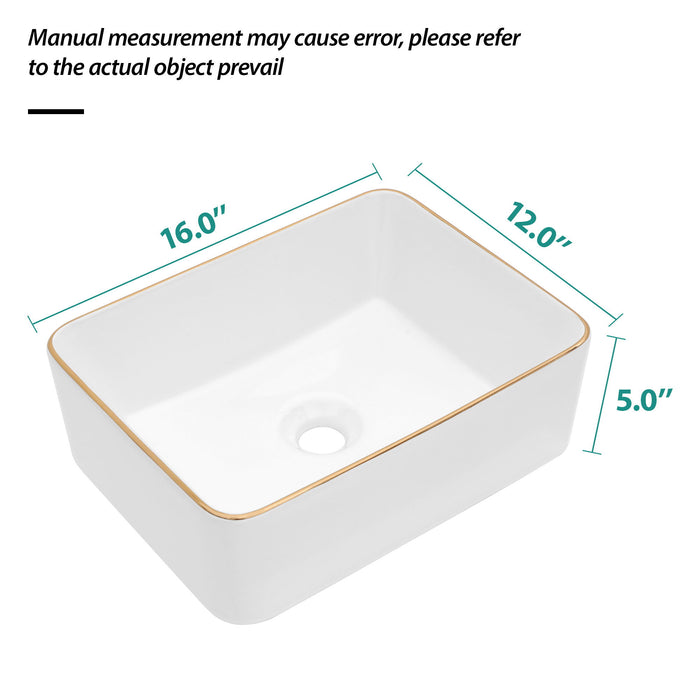 Modern European Style Ceramic Rectangular Vessel Bathroom Sink