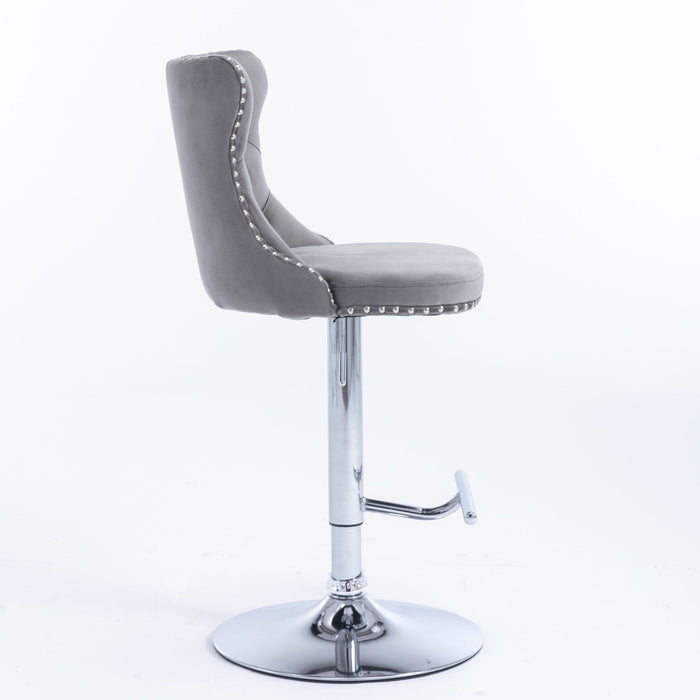Swivel Barstools Adjusatble Seat Height From 25-33", Modern Upholstered Base Bar Stools With Backs Comfortable Tufted For Home Pub And Kitchen Island (Set of 2)
