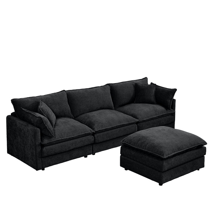 Modular L-Shaped Sectional Sofa With Movable Ottoman