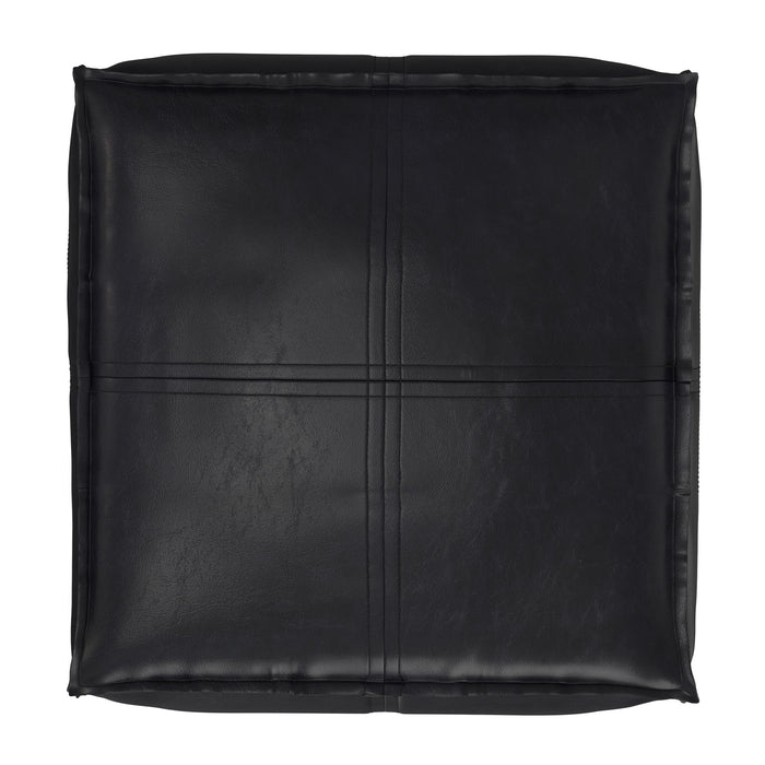 Brody - Square Top Stitched Pouf - Black