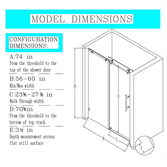 Frameless Single Sliding Soft Close Shower Doors, 5 / 16" Sgcc Tempered Glass - Chrome