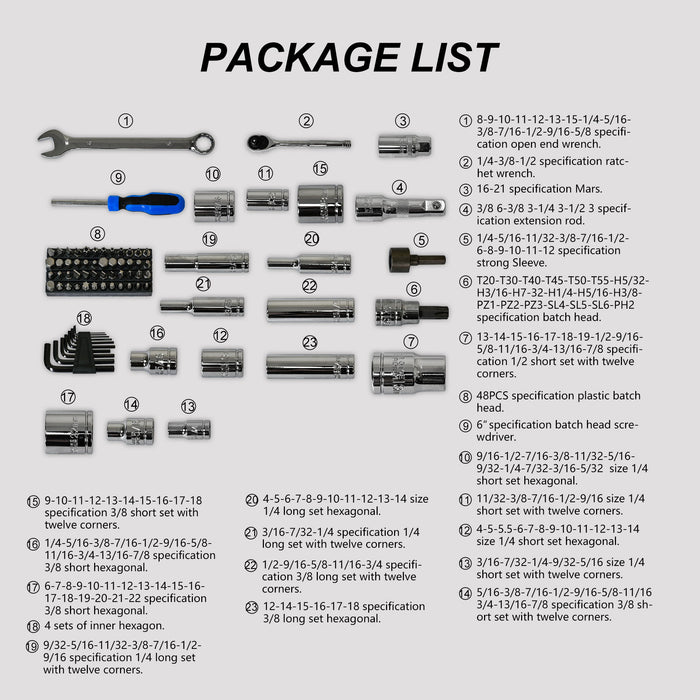 Tool Box With 266 Pieces Hand Tool Set - Black