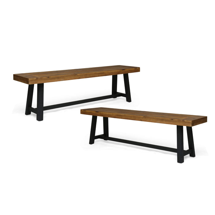 Cloud - Outdoor Bench With Acacia Wood Frame And Slat Panel Design