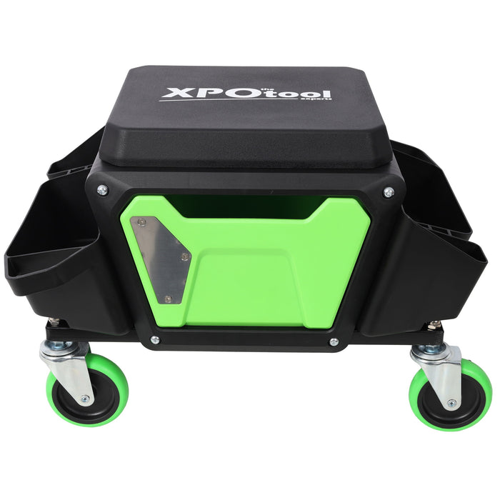 Heavy Duty Mechanic Stool With Wheels And Soft Rubber Cushion And 330Lbs Capacity - Green